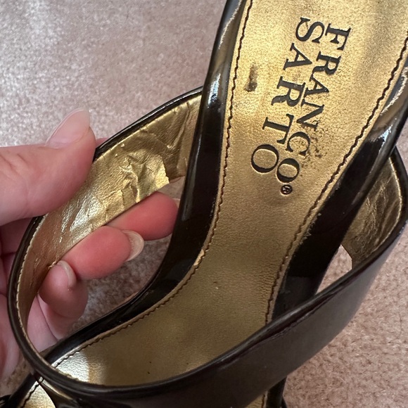 Franco Sarto Patent Leather Woven Heel Sandals - Picture 2 of 6